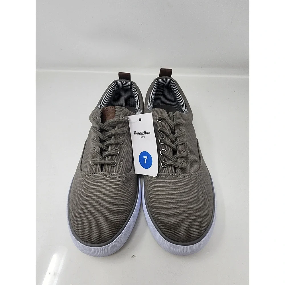 Goodfellow & Co Mens Brady Canvas Sneakers Gray Cotton Casual Size 7
